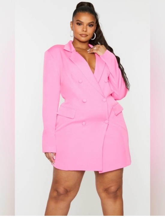PrettyLittleThing Jackets & Blazers - Pretty Little Thing Pink Double-Breasted Blazer Dress - Women size 18